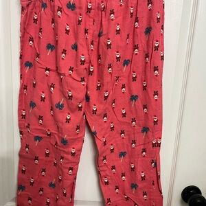 Old Navy women’s  Santa and Palm Tree Pajama Bottoms - Coral